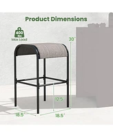 Gouun Set of Patio Metal Bar Stools with Curved Fabric Seat-Set of