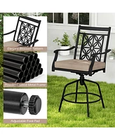 Gouun Outdoor Swivel Bar Stools Set of 2 with Seat Cushions