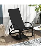 Gouun 2-in-1 Outdoor Rocking Chair with 4-Position Adjustable Backrest for Patio Porch Poolside