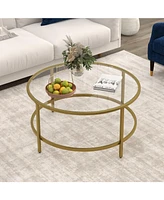 Gouun 36 Inch Round Table with Tempered Glass Tabletop