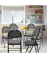 Gouun Set of 6 Folding Fabric Upholstered Metal Chairs