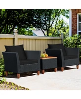 Gouun 3 Pieces Outdoor Patio Rattan Furniture Set