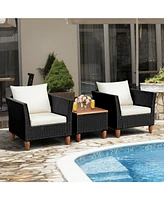 Gouun 3 Pieces Outdoor Patio Rattan Furniture Set with Table