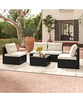 Gouun 5 Pieces Outdoor Patio Furniture Set with Cushions and Table