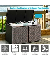 Gouun 88 Gallon Garden Patio Rattan Storage Container Box