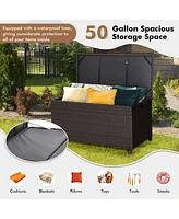 Gouun Outdoor Wicker Storage Box with Zippered Liner-50 Gallon