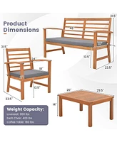 Gouun 4 Pieces Outdoor Furniture Set with Stable Acacia Wood Frame