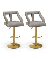 Gouun Set of 2 Bar Chairs with Footrest and 2-Layer Electroplated Metal Base