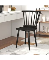 Gouun Windsor Dining Chairs Set of 2 Rubber Wood Kitchen Chairs with Spindle Back