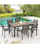 Gouun 59 x 35 Inch Large Outdoor Rectangle Dining Table with Metal Legs