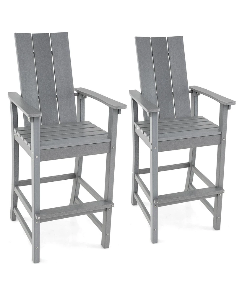 Gouun Tall Adirondack Chair Outdoor Bar Stool with Ergonomic Backrest for Backyard
