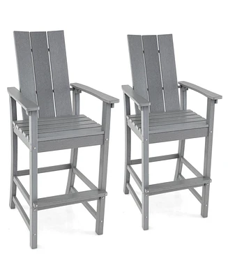 Gouun Tall Adirondack Chair Outdoor Bar Stool with Ergonomic Backrest for Backyard