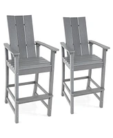 Gouun Tall Adirondack Chair Outdoor Bar Stool with Ergonomic Backrest for Backyard