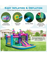 Gouun 6-in-1 Kids Blow up Castle with Slide and Jumping Area and Ball Pit Pools without Blower