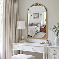 LuxenHome Gold Frame Arch 31.5-Inch Tall Wall Accent Mirror