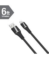 Brookstone Leather Tipped 6 Foot Mfi Certified Sync and Charge Lightning Cable