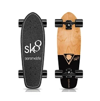 SereneLife 6" Canadian and Bamboo Maple Deck Skateboard, Mini Cruiser (Black)