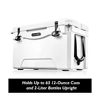 SereneLife 50-Quart Portable Cooler Box, Holds Up to 63 Cans (White