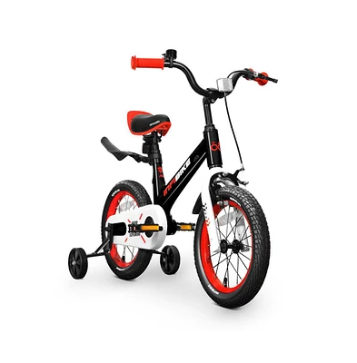 SereneLife 14" Kid's Bicycle with Dual Brakes, Training Wheels & Kickstand, Black