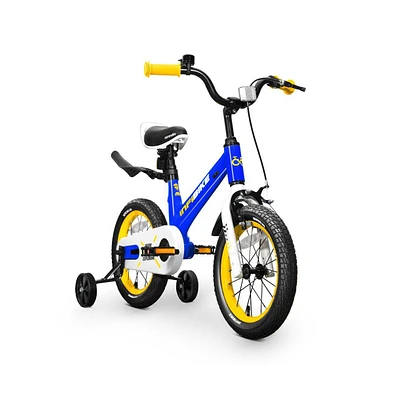 SereneLife 14" Kid's Bicycle with Dual Brakes, Training Wheels & Kickstand, Blue