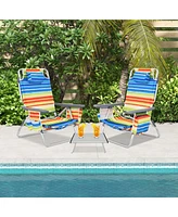 Gouun 2 Packs 5-Position Outdoor Folding Backpack Beach Table Chair Reclining Chair Set