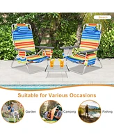 Gouun 2 Packs 5-Position Outdoor Folding Backpack Beach Table Chair Reclining Chair Set