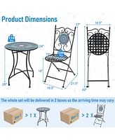Gouun 3 Piece Patio Bistro Set with Mosaic Pattern