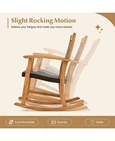 Gouun 3 Pieces Acacia Wood Patio Rocking Chair Set with Side Table