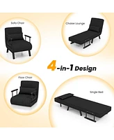 Gouun Folding 6 Position Convertible Sleeper Bed Armchair Lounge Couch with Pillow
