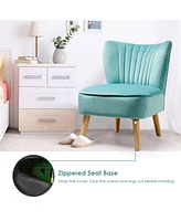 Gouun Modern Armless Velvet Accent Chair with Wood Legs