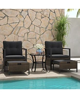 Gouun 4 Piece Outdoor Furniture Set with Glass Topped Table