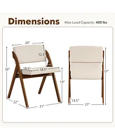 Gouun Set of 2 Folding Kitchen Dining Chairs with Rubber Wood Legs