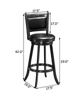 Gouun Set of 2 29 Inch Swivel Bar Height Stool Wood Dining Chair Barstool