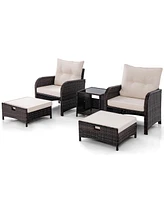 Gouun 5 Piece Patio Conversation Set Outdoor Rattan Sofa Set with Table