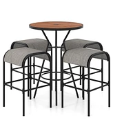 Gouun 5 Pieces Outdoor Round Bar Table Set with 1.6 Inches Umbrella Hole