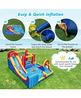 Gouun 7 in 1 Outdoor Inflatable Bounce House with Water Slides and Splash Pools without Blower