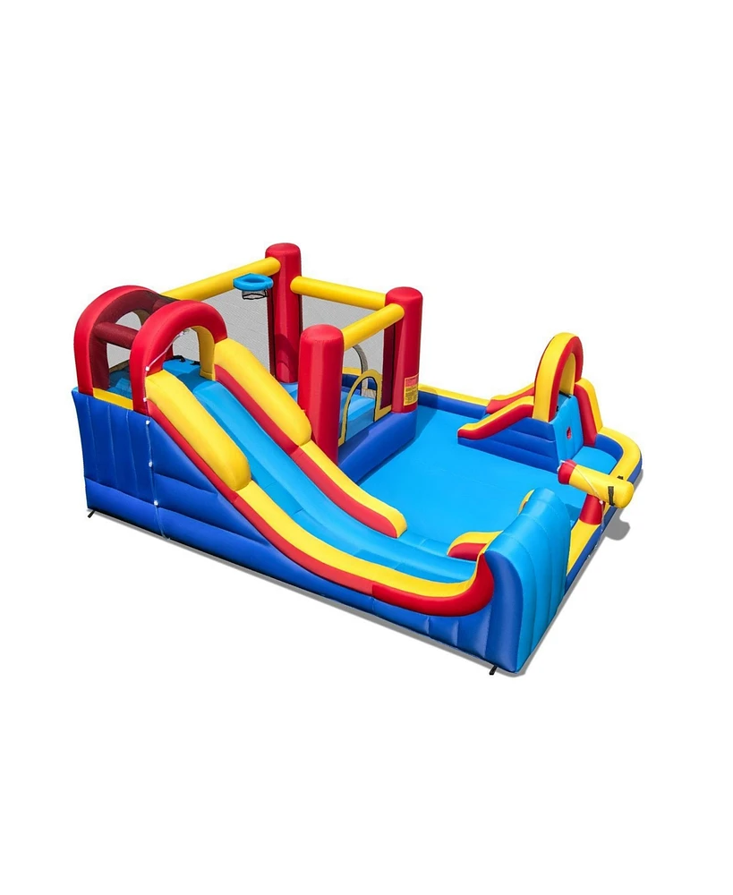 Gouun 7 in 1 Outdoor Inflatable Bounce House with Water Slides and Splash Pools without Blower