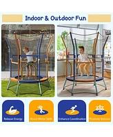 Gouun Mini Trampoline for Kids with Safety Enclosure Net and Foam Handles