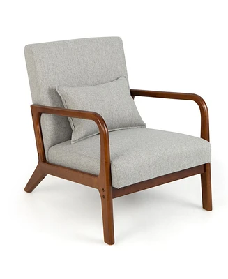 Gouun Modern Accent Chair with Rubber Wood Frame and Lumbar Pillow