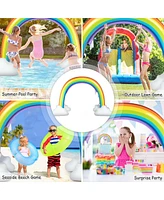 Gouun Inflatable Rainbow Sprinkler Backyard Games Outside Water Toy Yard