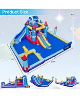 Gouun Rocket Theme Inflatable Water Slide Park with 1100W Blower