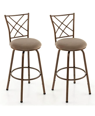 Gouun 2 Pieces Swivel Pluch Fabrice Cushioned Bar Stool Set