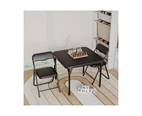 gaomon Boys and Girls Folding Table and Chair Set of 3, Featuring a Portable Table and Chairs with Ssoft Pu Cushions. No Assembly is Required, Perfect