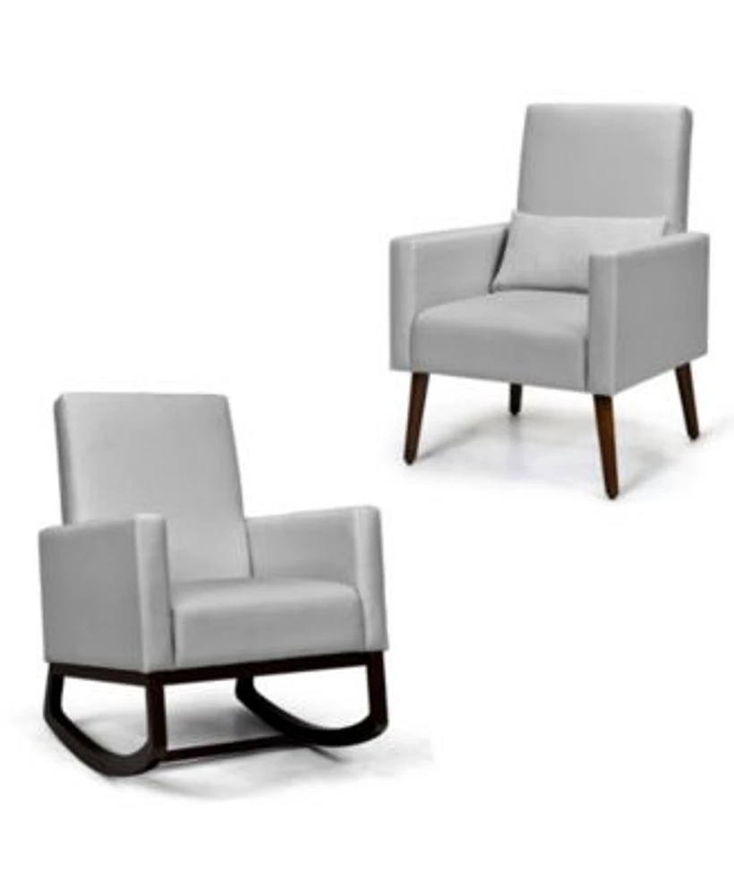 Gouun 2-in-1 Fabric Upholstered Rocking Chair with Pillow