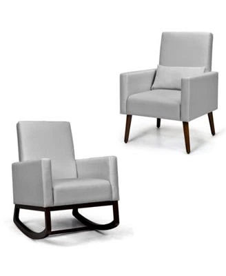 Gouun 2-in-1 Fabric Upholstered Rocking Chair with Pillow