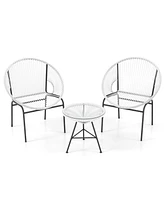 Gouun 3 Pieces Patio Acapulco Furniture Bistro Set with Glass Table