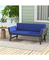 Gouun Outdoor Convertible Sofa Daybed with Adjustable Armrests for Balcony