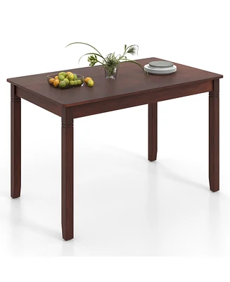 Gouun 48-Inch Wooden Dining Table for 4 People Rectangular Kitchen Table with Rubber Wood Legs-Cherry