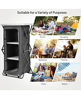 Gouun Folding Camping Storage Cabinet with 3 Shelves and Carry Bag