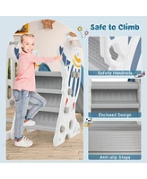 Gouun 4-in-1 Kids Slide and Swing Set with Basketball Hoop